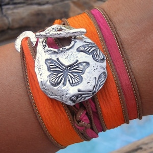 Boho style jewelry wrap bracelets in sterling silver by HappyGoLicky Jewelry