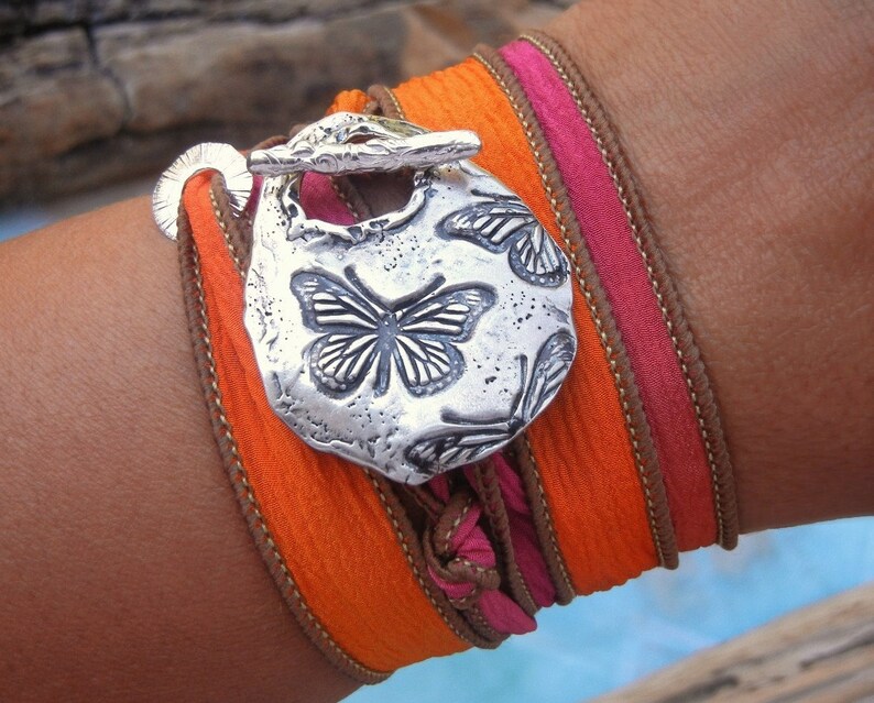 Boho style jewelry wrap bracelets in sterling silver by HappyGoLicky Jewelry