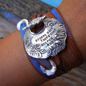 Custom Silver Jewelry, Custom Quote, Personalized Silk Wrap Bracelet, Personalized Jewelry, Personalized Silver Jewelry Bracelet, BestSeller