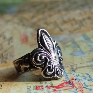 Rustikaler Fleur De Lis Schmuck, Fleur de Lis Ring, STERLING SILBER Fleur de Lis Ring, New Orleans Saints Schmuck, cooler handgemachter rustikaler Schmuck
