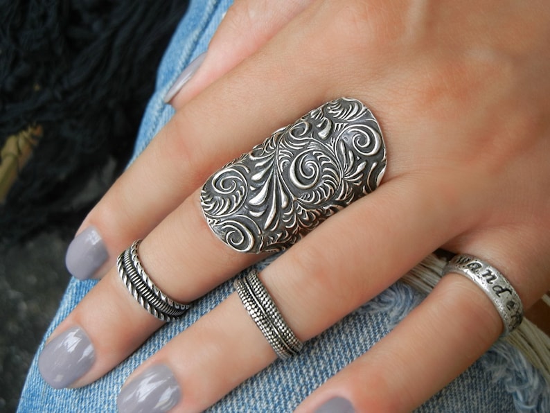 Statement Ring, Statement Jewelry, STERLING SILVER Statement Ring, Cocktail Ring, Tall Ring, Wide Ring, Chunky Ring, Boho Statement Ring image 9