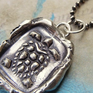 Beach Lover Gift Jewelry, Beach Jewelry, Beach Necklace, Sterling Silver Sea Turtle Wax Seal Necklace, Sea Turtle Jewelry Beach Gift for Her