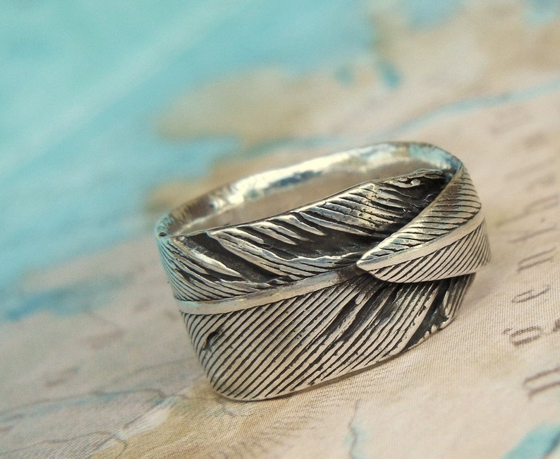 Gypsy Jewelry, Feather Jewelry, Gypsy Ring, Silver Gypsy Jewelry Feather Ring, Handmade Sterling Silver Feather Ring by HappyGoLicky Jewlry image 1