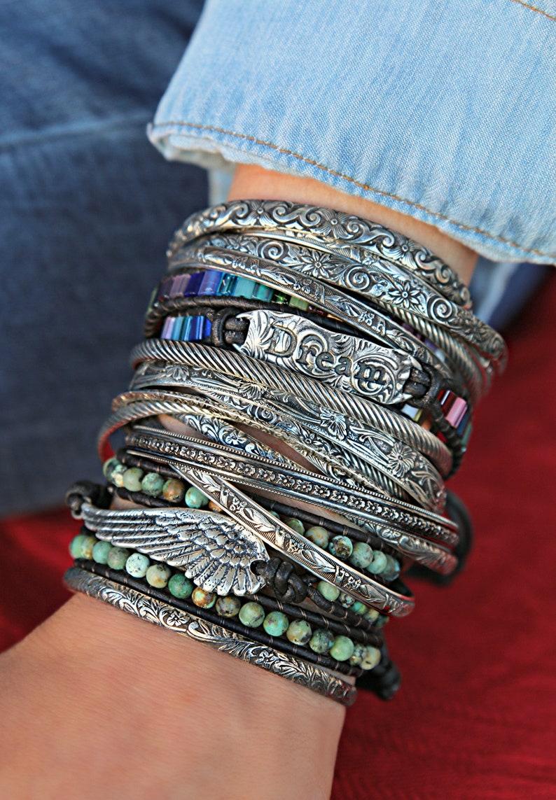 Best sterling silver stacking bracelets by HappyGoLicky Jewelry