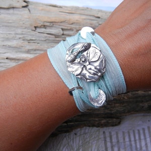 Boho style jewelry wrap bracelets in sterling silver by HappyGoLicky Jewelry