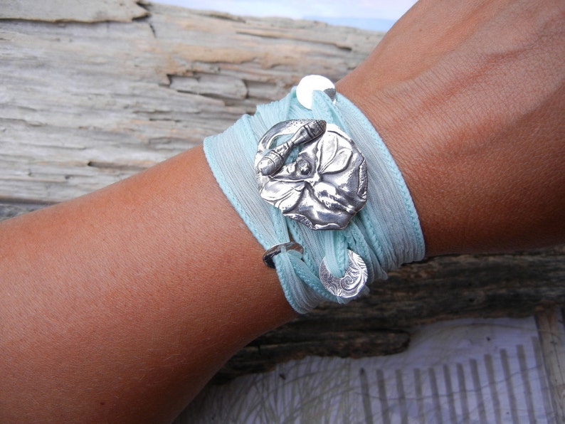 Boho style jewelry wrap bracelets in sterling silver by HappyGoLicky Jewelry