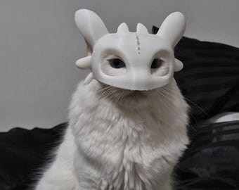 Toothless Night Fury Light Fury Cosplay Costume Pets Cat Mask Dragon White Black Mask 3D Printed (Digital Item)
