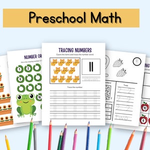 Preschool Math, Tracing Numbers, Kindergarten Worksheets, Homeschool, Beginning Math, Printable, Busy book, Instant Download, Printable