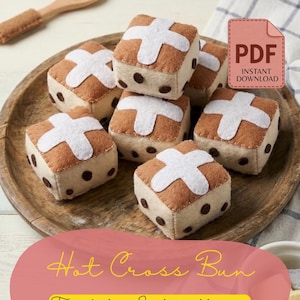 Patrón de bollo de fieltro, comida de juguete, juguete Montessori (descarga en PDF)