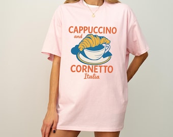 Cappuccino and Cornetto T-Shirt: Italian Breakfast Graphic Tee