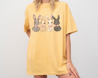 Bunny Bow Comfort Colors Shirt: Kawaii Pastel Rabbit Graphic Tee