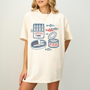 Retro Sardines Graphic T-Shirt: Funny Seafood Design