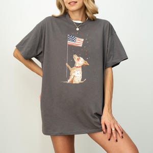 Patriotic Dog T-Shirt: USA Flag Watercolor Pup Graphic, Gift for Dog Lovers