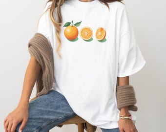 Orange Fruit Graphic Tee: Comfort Colors Vintage Unisex T-Shirt