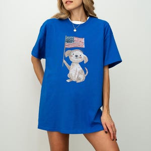 Patriotic Puppy T-Shirt: USA Flag Graphic, 4th of July Dog Tee
