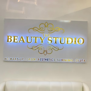 Beauty Salon Sign, Business Signboard, Metal Backlit Sign, Business Logo Sign, Commercial Signage, Sign for Office, Clinic Sign, LED Sign