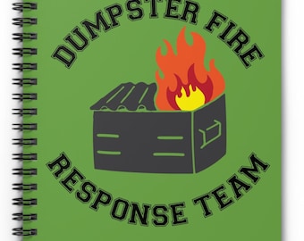 Funny Dumpster Fire Notebook, Ruled Line Spiral Journal, Office Work Gift for Coworker, Emergency Response, Gag Gift for Office,