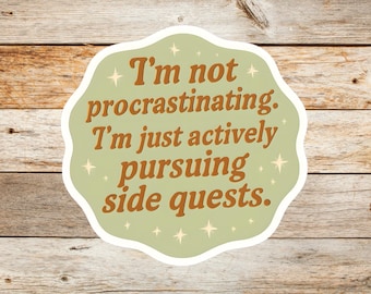 Funny Side Quest Sticker for Laptop Water Bottle Notebook or Phone Matte Weatherproof Gamer Gift Stocking Stuffer Back to School Dorm Decor