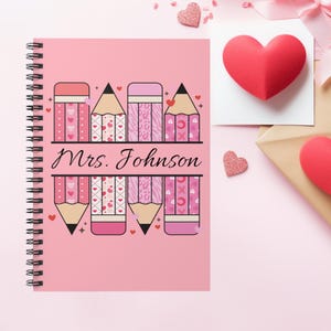Personalized Teacher Valentine Notebook - Ruled Line, Custom Teacher Gift, Valentine's Day Journal, Teacher Appreciation Gift, School