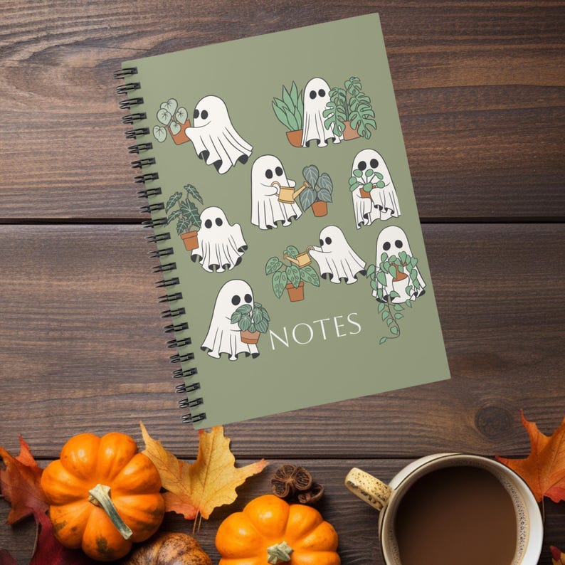 Ghost Plant Halloween Spiral Notebook, halloween journal, ghost journal, plant lover journal, spooky notebook, Halloween image 6