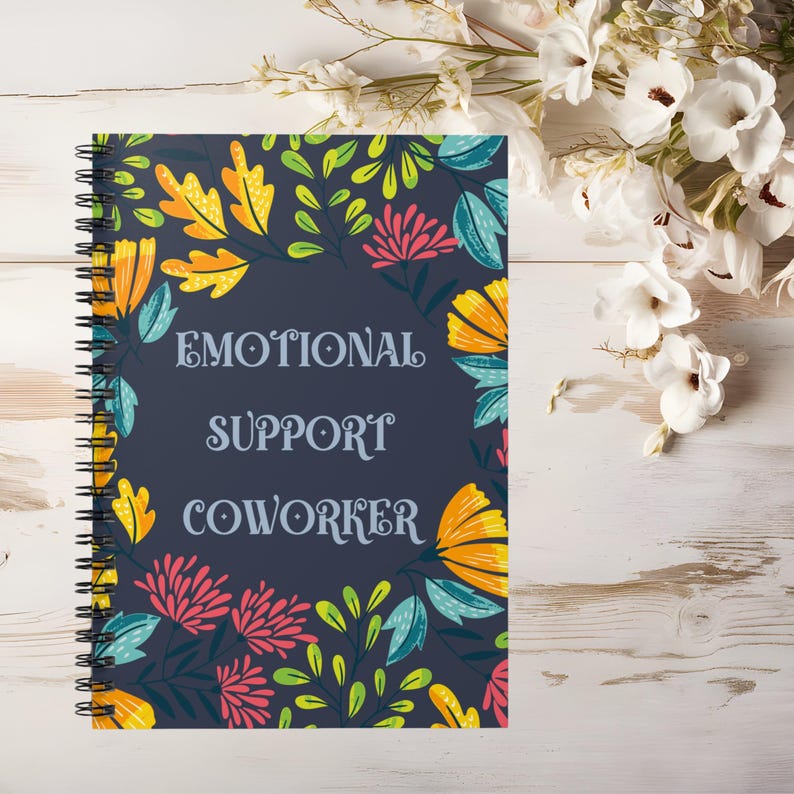 Cuaderno espiral divertido, diario de apoyo emocional para compañeros de trabajo, regalos laborales, regalo de Navidad para compañeros de trabajo, regalo de broma para la oficina, cuaderno de líneas rayadas imagen 1