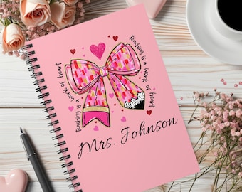 Cuaderno de regalo personalizado para maestros: línea rayada, regalo personalizado para maestros, regalo de San Valentín para maestros, regalo de agradecimiento para maestros.