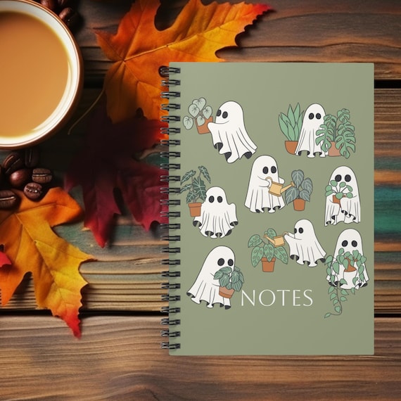 Ghost Plant Halloween Spiral Notebook,  halloween journal, ghost journal, plant lover journal, spooky notebook, Halloween