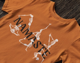 Skeleton Yoga Unisex T-shirt, Funny Halloween Tee, Yoga Lover Gift, Skeleton Humor Shirt, Yoga Skeleton Graphic Tee