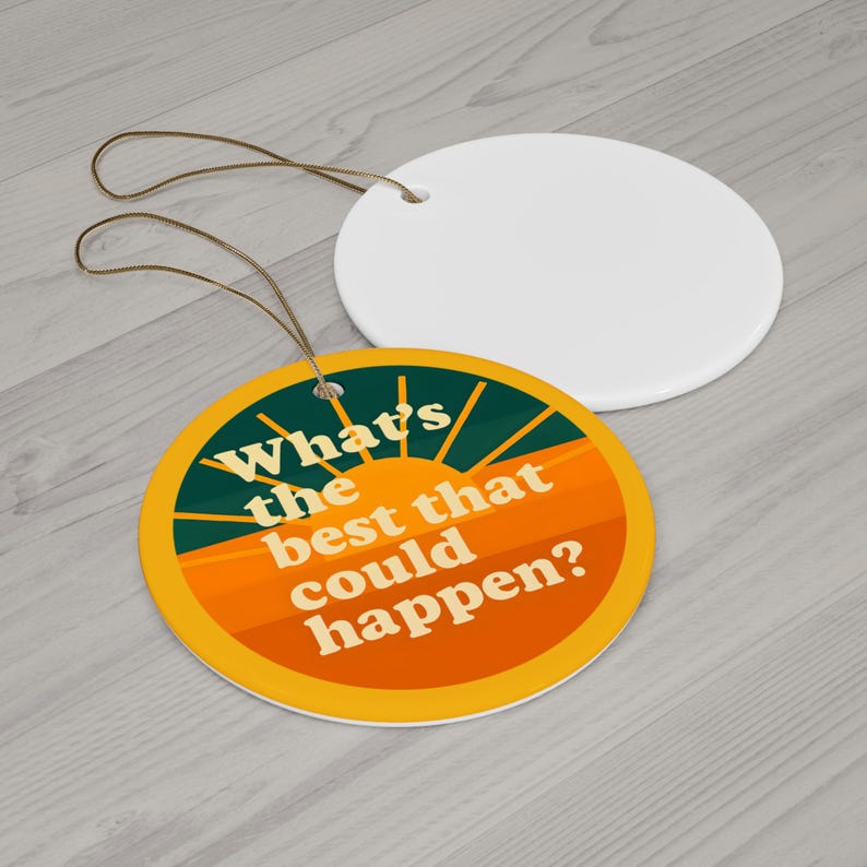 Positivity-themed ornament with sunshine artwork, ideal for gifting to someone needing emotional support or daily inspiration