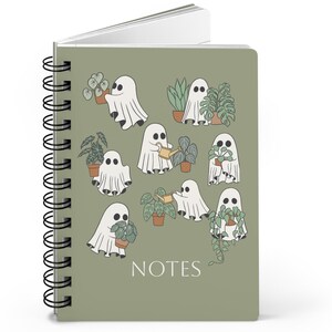 Ghost Plant Halloween Spiral Notebook, halloween journal, ghost journal, plant lover journal, spooky notebook, Halloween 5x7 spiral