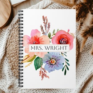 Personalized Floral Notebook Custom Name 6x8 Spiral Journal Gift For Teachers Students Coworkers Cute Stationery Office Supplies