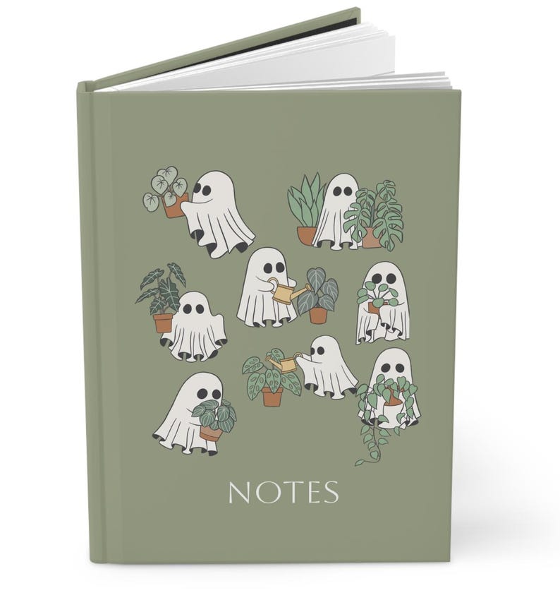 Ghost Plant Halloween Spiral Notebook, halloween journal, ghost journal, plant lover journal, spooky notebook, Halloween 5.75x8 Hardcover