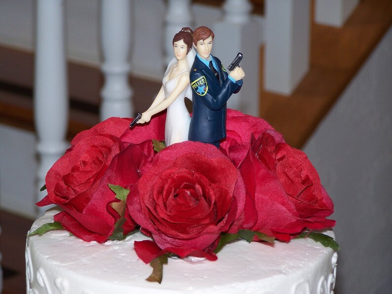 Police Officer Bride Groom Guns Wedding Cake Topper law Etsy