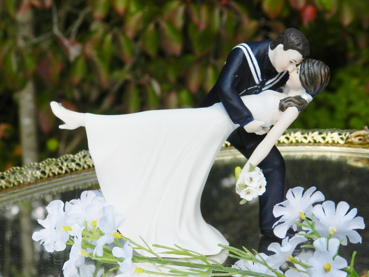 USN military bride Navy Sailor groom uniform dance dip Wedding Cake T…