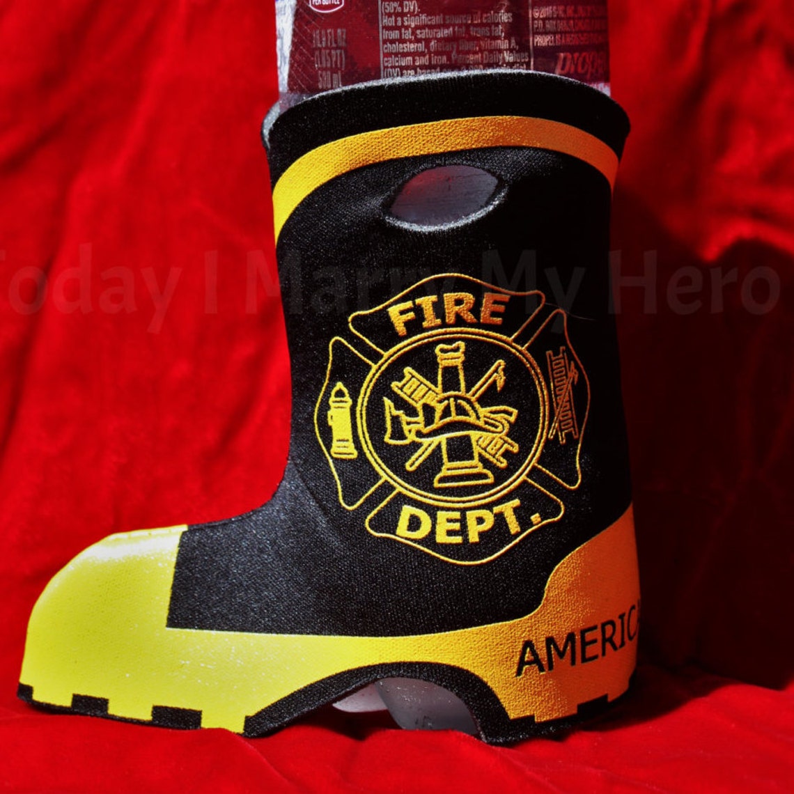 Fire department dept Boot wedding beer can bottle cooler Etsy