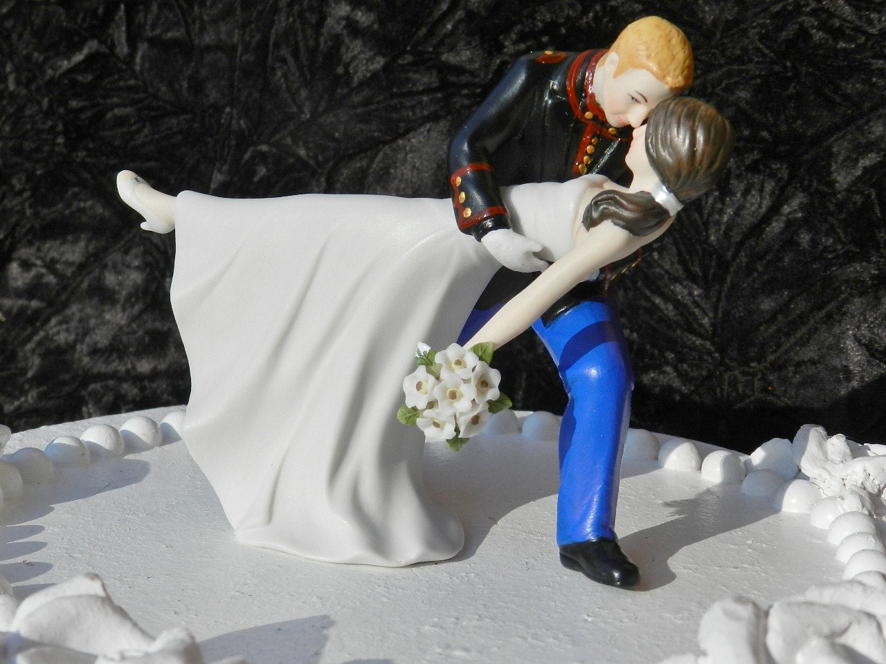 military USMC Marine Corps groom uniform dance dip Wedding Cake Topper military USMC Marine Corps groom uniform dance dip Wedding Cake Topper