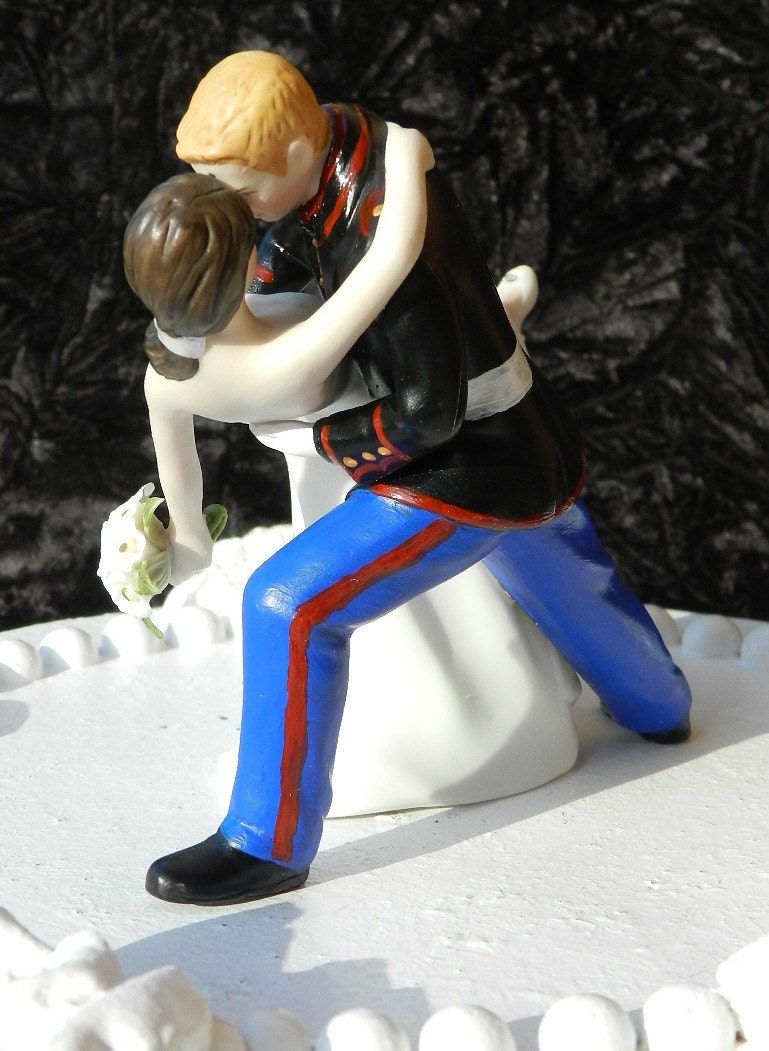 military USMC Marine Corps groom uniform dance dip Wedding Cake Topper military USMC Marine Corps groom uniform dance dip Wedding Cake Topper
