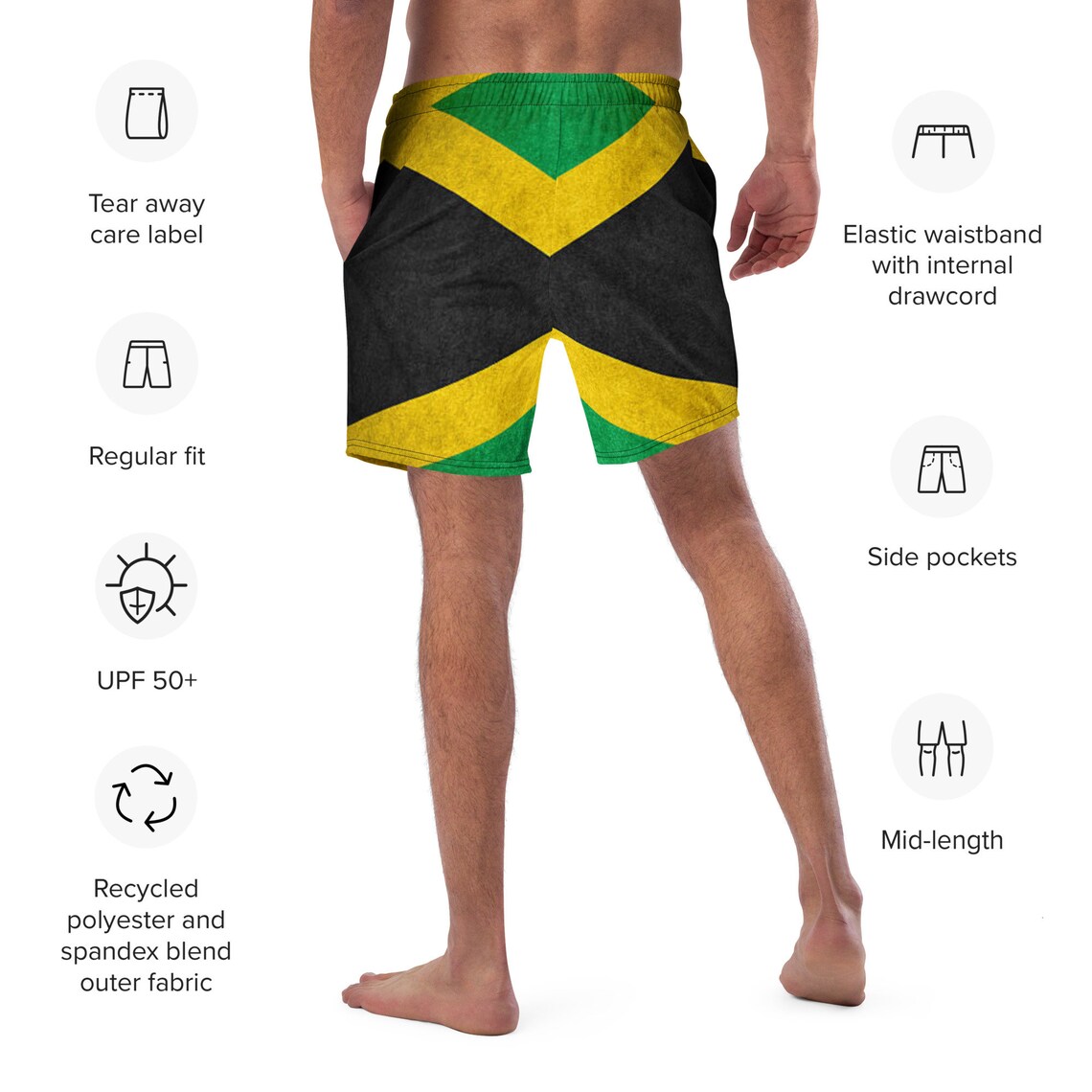 Jamaican Flag Pattern Print Men Long Robe