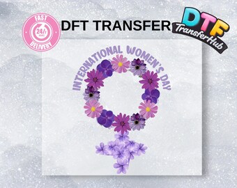 Transfert DTF floral pour la Journée internationale de la femme, prêt à repasser, thermocollant