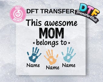 Personalized Mama DTF Transfer, Mom With Kids Names, Mother Gift DIY