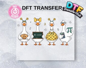 Pi Day Duck DTF Heat Transfer, Math Teacher Design