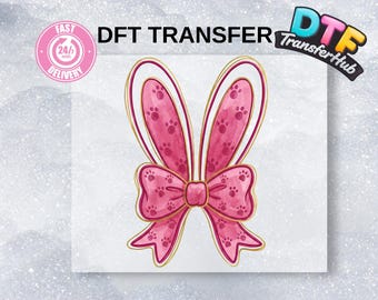 Pink Bunny Ears DTF Heat Transfer, Easter Bow Shirt Design