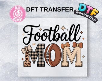 Football Mom Leopard Print DTF Transfer, American Apparel Graphic