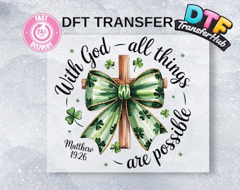 St Patrick's Day Coquette Bow DTF Transfer, Christian DIY Print