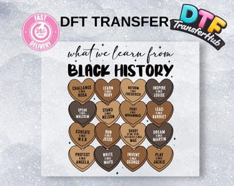 Black History Month DTF Heat Transfer, Candy Hearts Design