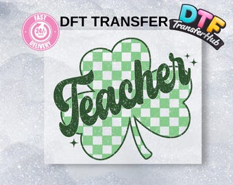 Retro Teacher St. Patrick's Day Shamrock Heat Transfer
