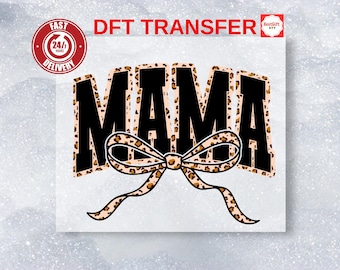 Coquette Mama Leopard Bow DTF Print, Ready to Press T-Shirt Transfer