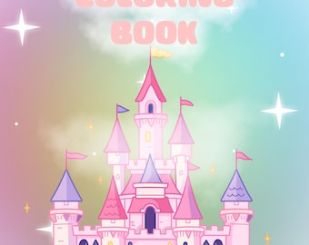 Prinseskleurboek, afdrukbare instant digitale download pdf, 9 pagina's met grote, gemakkelijke en opvallende kleurbare illustraties