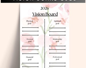 Planner bundle goal 2026 digital printable with vision board