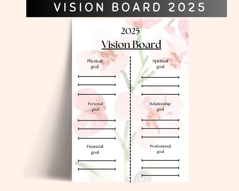 Goal Planner Bundle 2025 Digital Printable With Vision Board - Etsy